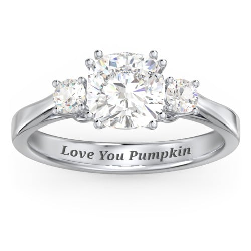 3 Stone Cushion Cut Duchess Ring