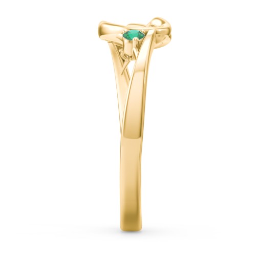 Hearts Entwined Pinky Promise Ring – 18K Gold Plated Silver with Emerald