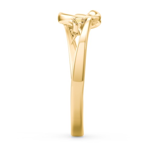 Hearts Entwined Pinky Promise Ring – 18K Gold Plated Silver with Citrine