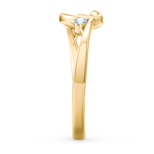 Hearts Entwined Pinky Promise Ring – 18K Gold Plated Silver with Blue Topaz