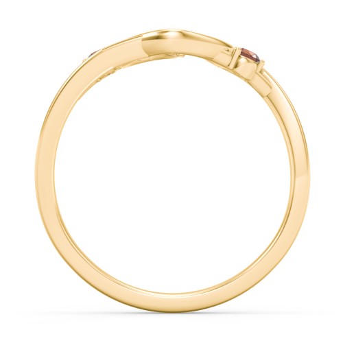 Hearts Entwined Pinky Promise Ring – 18K Gold Plated Silver with Garnet