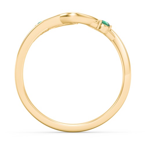 Hearts Entwined Pinky Promise Ring – 18K Gold Plated Silver with Emerald