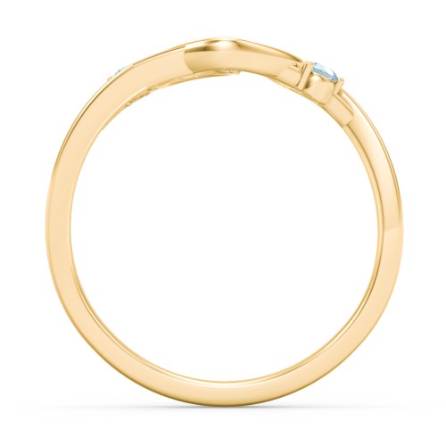 Hearts Entwined Pinky Promise Ring – 18K Gold Plated Silver with Blue Topaz