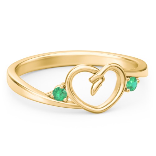 Hearts Entwined Pinky Promise Ring – 18K Gold Plated Silver with Emerald