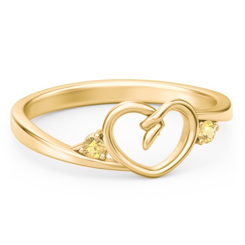 Hearts Entwined Pinky Promise Ring – 18K Gold Plated Silver with Citrine
