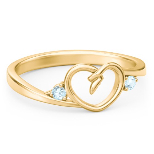 Hearts Entwined Pinky Promise Ring – 18K Gold Plated Silver with Blue Topaz