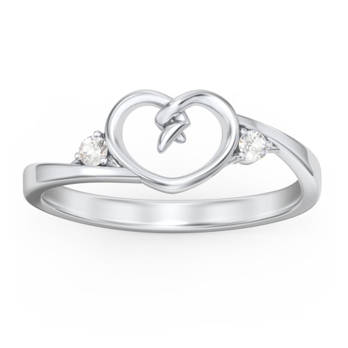 Hearts Entwined Pinky Promise Ring – Sterling Silver with Cubic Zirconia