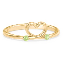 Two in Love Ring in 18K Gold Plated Silver with Peridot