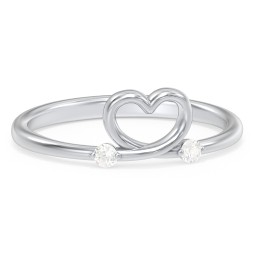 Two in Love Ring in 10K Solid White Gold