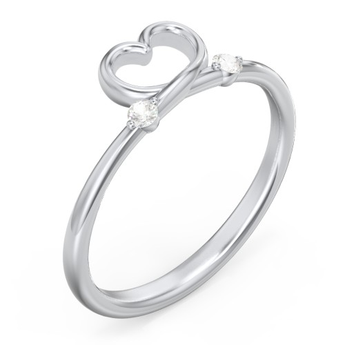 Two in Love Ring – 10K White Gold with Cubic Zirconia