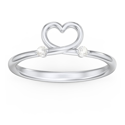 Two in Love Ring – 10K White Gold with Cubic Zirconia