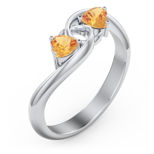 Two of Hearts Pinky Promise Ring – Sterling Silver with Citrine