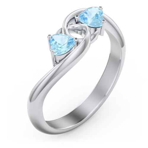 Two of Hearts Pinky Promise Ring – Sterling Silver with Blue Topaz