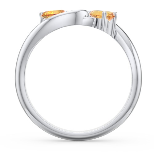 Two of Hearts Pinky Promise Ring – Sterling Silver with Citrine