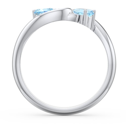 Two of Hearts Pinky Promise Ring – Sterling Silver with Blue Topaz