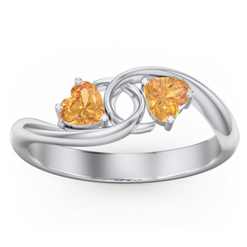 Two of Hearts Pinky Promise Ring – Sterling Silver with Citrine
