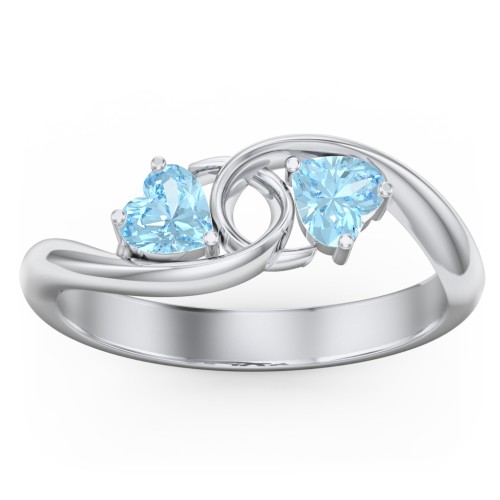Two of Hearts Pinky Promise Ring – Sterling Silver with Blue Topaz