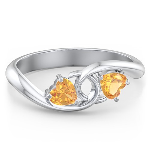 Two of Hearts Pinky Promise Ring – Sterling Silver with Citrine