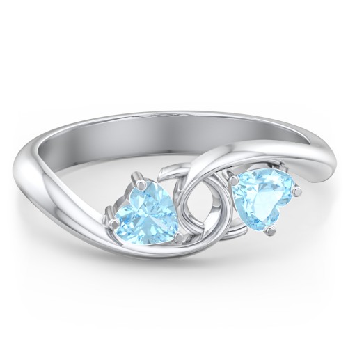 Two of Hearts Pinky Promise Ring – Sterling Silver with Blue Topaz