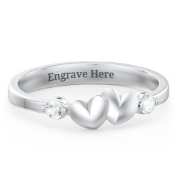 Heart-to-Heart Ring with Accent Stones in 925 Sterling Silver