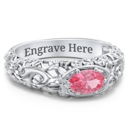 Vintage Graduation Ring in 925 Sterling Silver with Pink Tourmaline