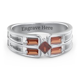 Surrounded by Love Mother's Ring in 925 Sterling Silver with Garnet