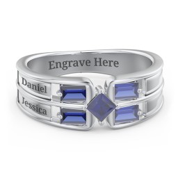 Surrounded by Love Mother's Ring in 925 Sterling Silver with Blue Sapphire