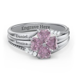 A Mother's Love and Luck Ring in 925 Sterling Silver with Alexandrite and White Premium Zirconia