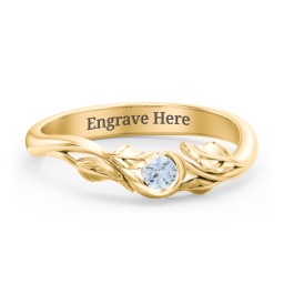 Solitaire Leaf Band Ring