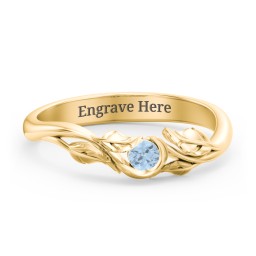 Solitaire Leaf Band Ring
