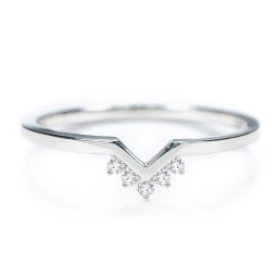 V-Shaped Stackable Ring with Accents in 925 Sterling Silver with White Premium Zirconia