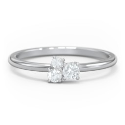3-Stone Cluster Stackable Ring in 925 Sterling Silver with Aquamarine