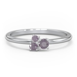 3-Stone Cluster Stackable Ring in 925 Sterling Silver with Alexandrite