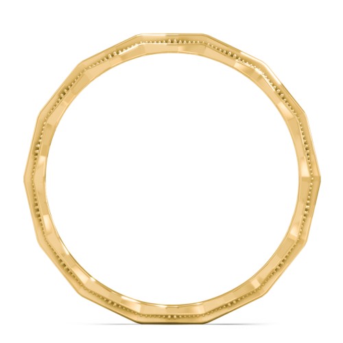 Faceted Wave Band with Milgrain Detailing
