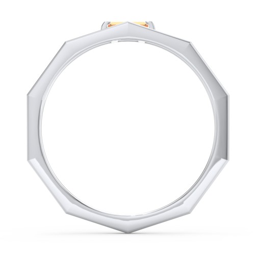 Faceted Double Band with Baguette Stone – Sterling Silver with Citrine