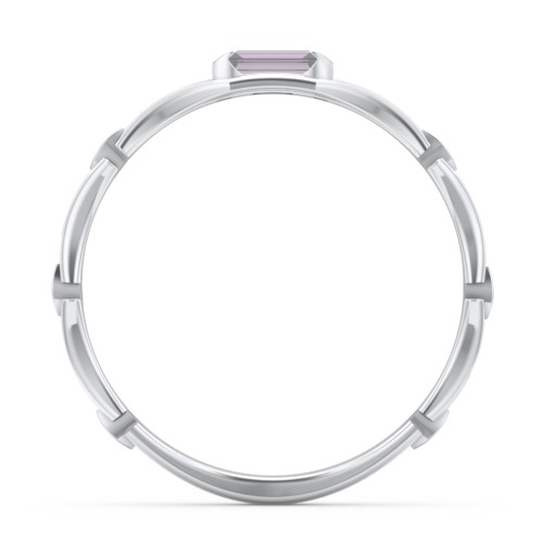 East-West Stackable Baguette Ring with Hinged Texture – Sterling Silver with Alexandrite
