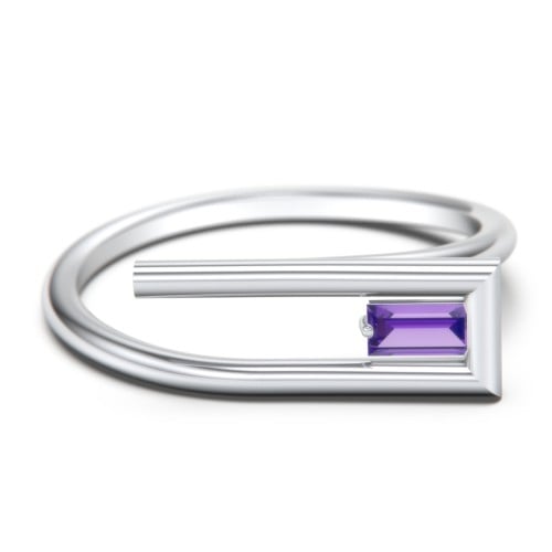 Geometric Wire Ring with East-West Baguette Gemstone