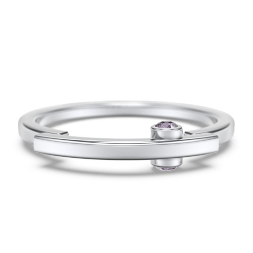 Modern Stacking Ring with Peek-A-Boo Gemstone – Sterling Silver with Alexandrite