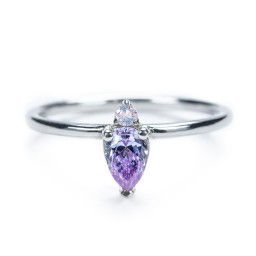 Pear Ring with Round Accent Stone in 925 Sterling Silver