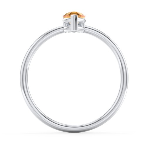 Pear Ring with Round Accent Stone – Sterling Silver with Citrine