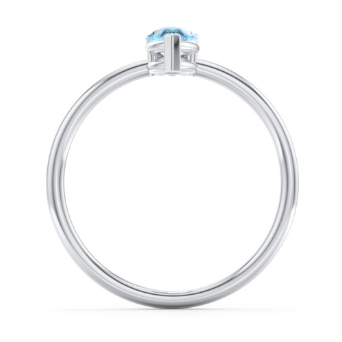 Pear Ring with Round Accent Stone – Sterling Silver with Blue Topaz