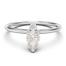 Pear Ring with Round Accent Stone in 10K Solid White Gold