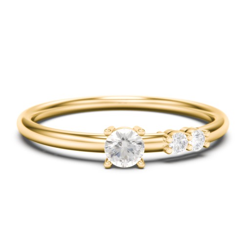 3-Stone Stacking Ring – 10K Yellow Gold with Cubic Zirconia and White Premium Zirconia