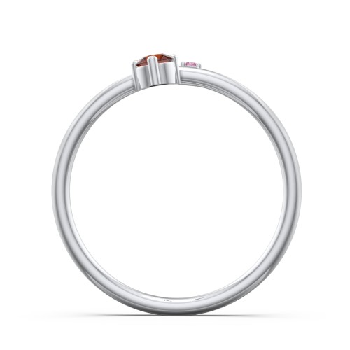 Off-Set Gemstone Stacking Ring – Sterling Silver with Garnet and Red Premium Zirconia