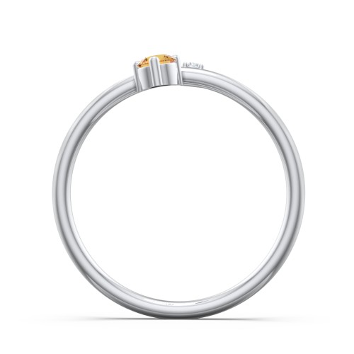 Off-Set Gemstone Stacking Ring – Sterling Silver with Citrine and White Premium Zirconia