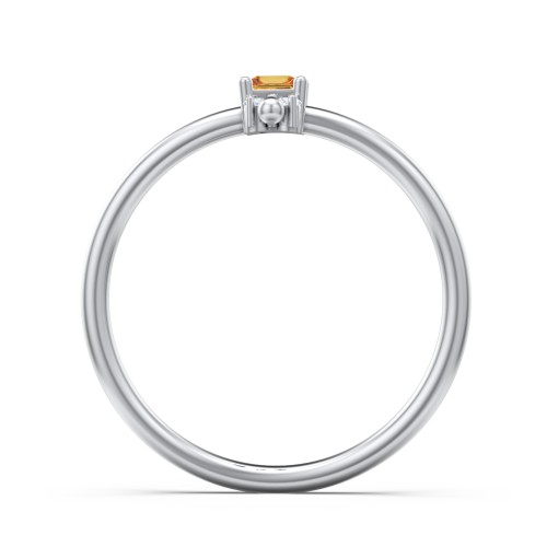 Princess Cut Stacking Ring with Accents – Sterling Silver with Citrine and White Premium Zirconia