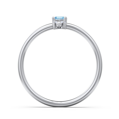 Princess Cut Stacking Ring with Accents – Sterling Silver with Blue Topaz and Fancy Blue Premium Zirconia