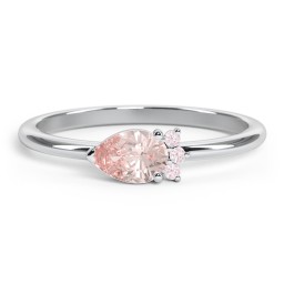 Horizontal Pear Stacking Ring with Accents