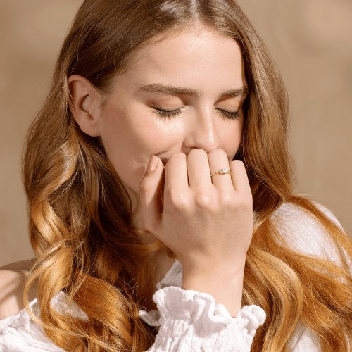 Horizontal Pear Stacking Ring with Accents