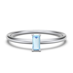 Vertical Baguette Stackable Ring in 925 Sterling Silver with Blue Topaz